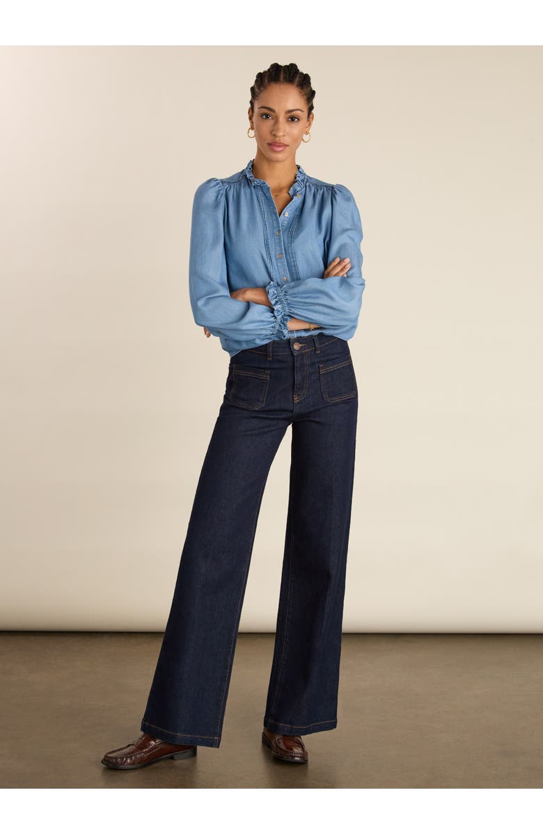 Baukjen Zoe Frill Neck Blouse, Alternate, color, Mid Indigo