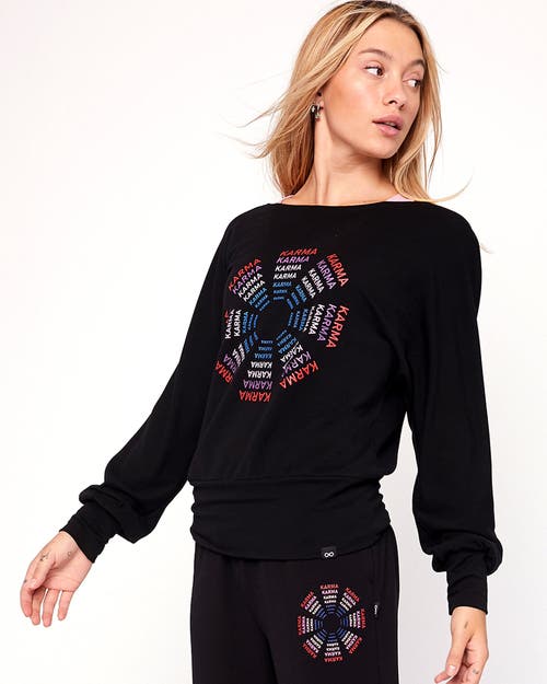 Rebody Active Karma Graphic Long Sleeve Top In Black/print