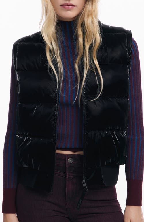 Desigual Convertible Quilted Puffer Jacket With Removable Hood In Black