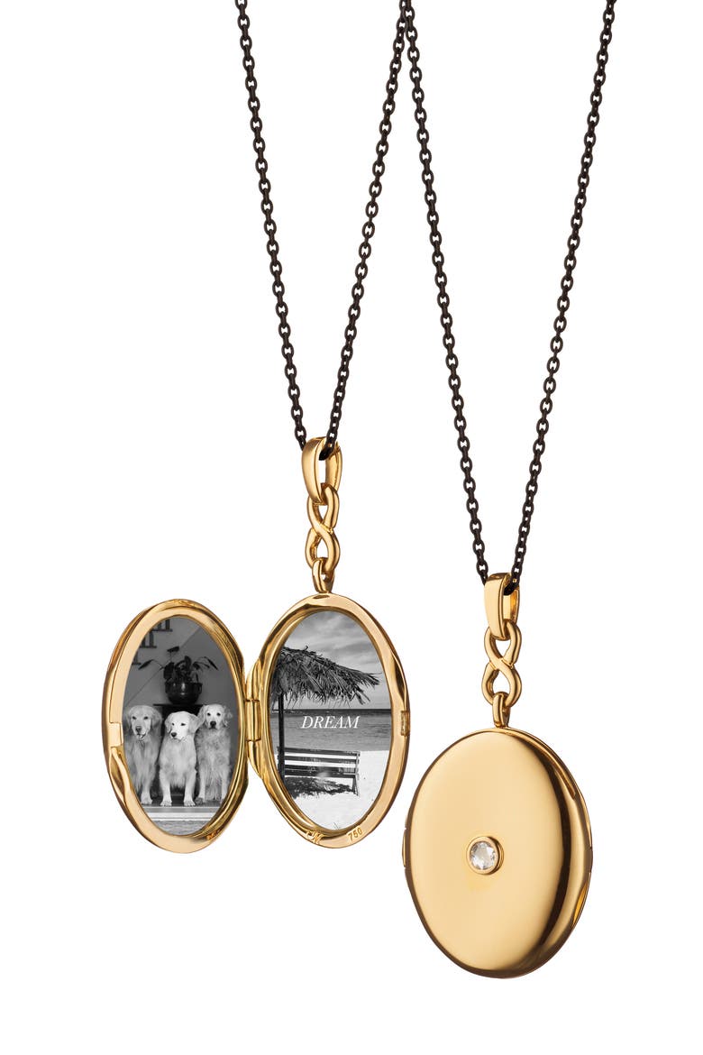 Infinity Diamond Locket Necklace, Main, color, YELLOW GOLD