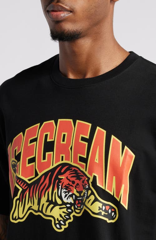 Icecream Tiger Cotton Graphic T-shirt In Black