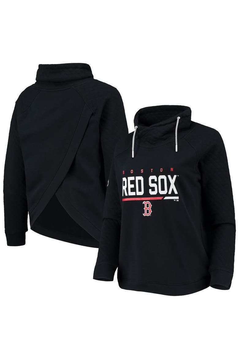 Women's Levelwear Black Boston Red Sox Vega Funnel Neck Raglan Pullover Sweatshirt, Main, color, Black