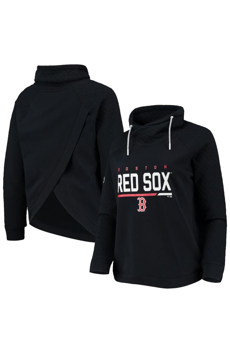 LEVELWEAR Women's Levelwear Black Boston Red Sox Vega Funnel Neck Raglan Pullover Sweatshirt, Main, color, Black