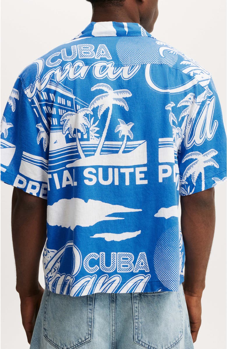 Cotton On Men's Cabana Short Sleeve Shirt, Alternate, color, Blue Havana Print