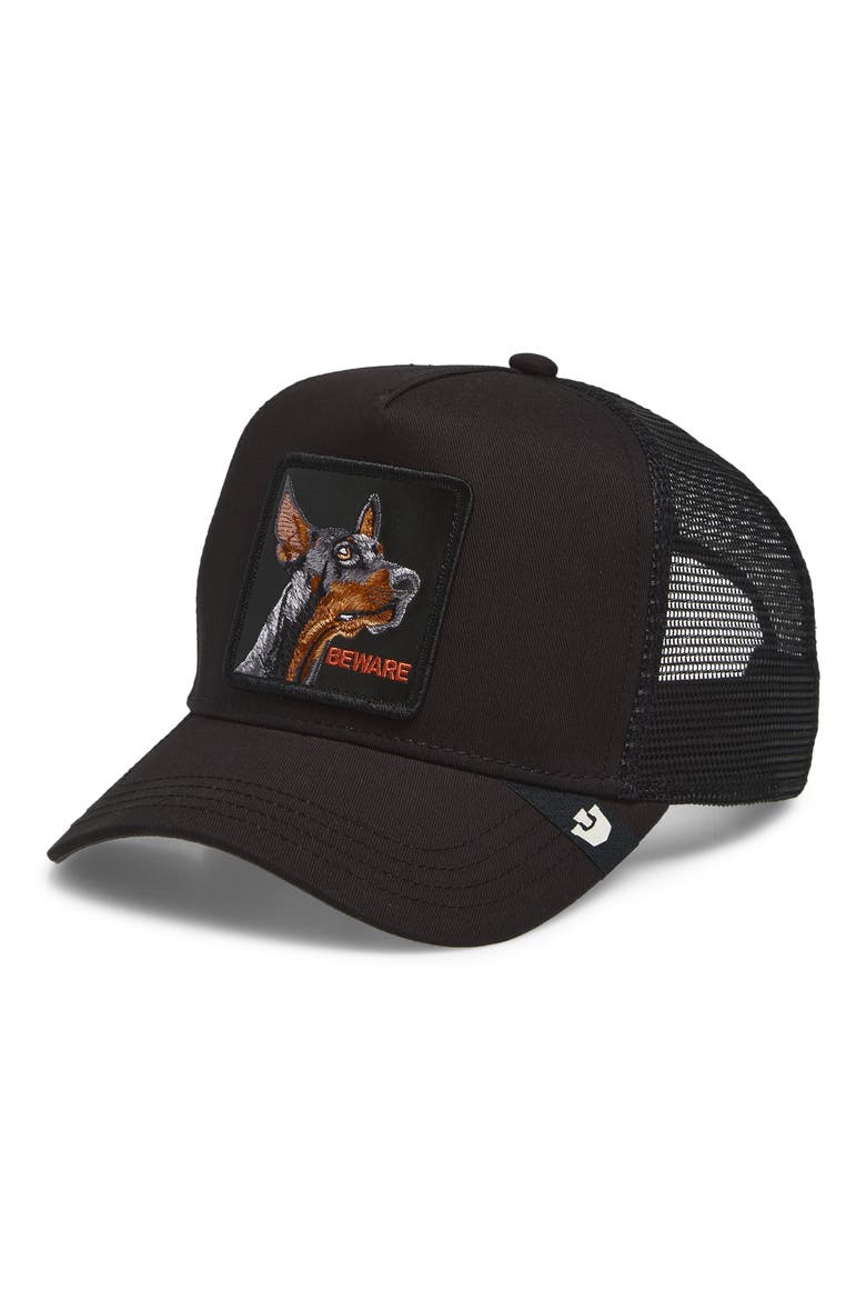 Beware Doberman Snapback Trucker Hat, Main, color, VOID