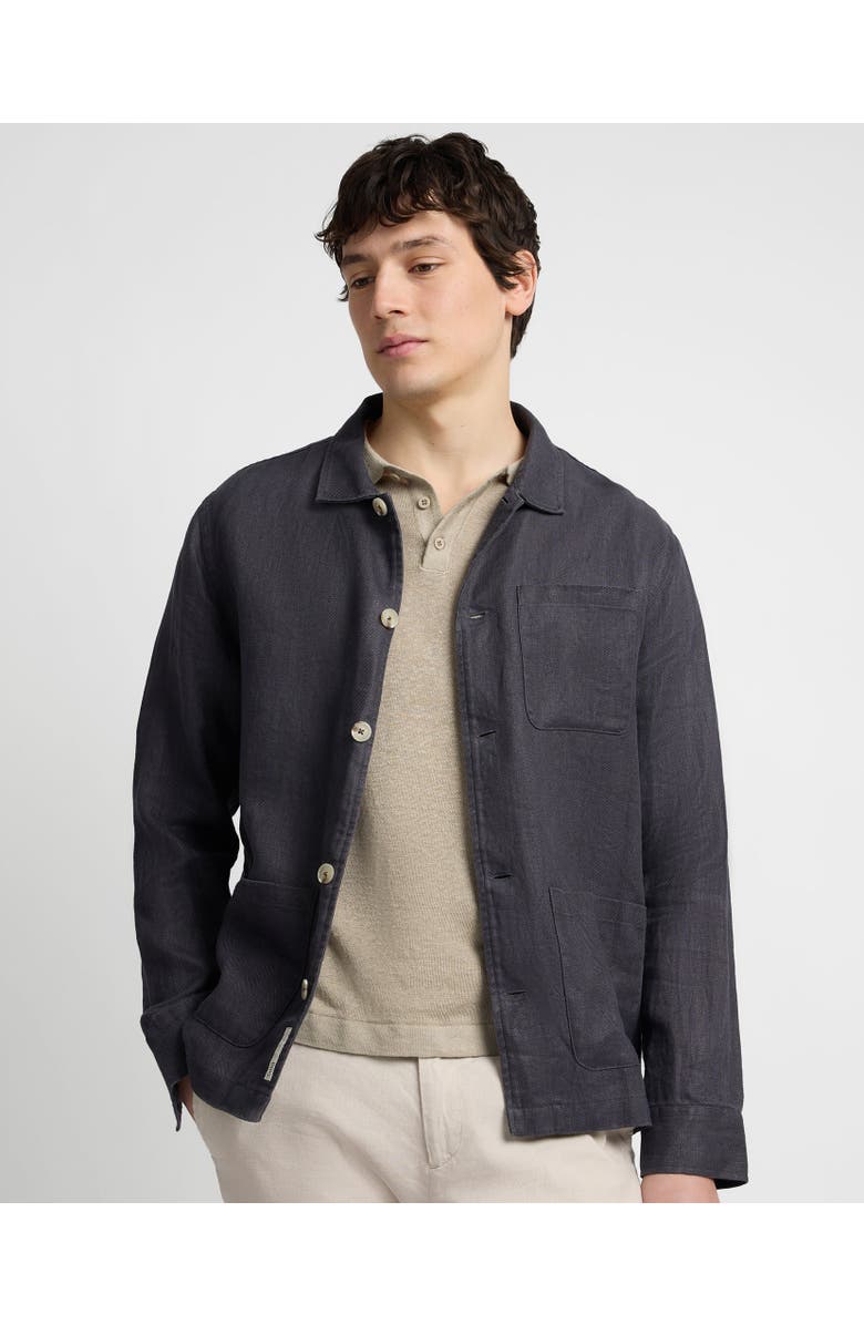 Onia Linen Herringbone Overshirt, Main, color, Carbon