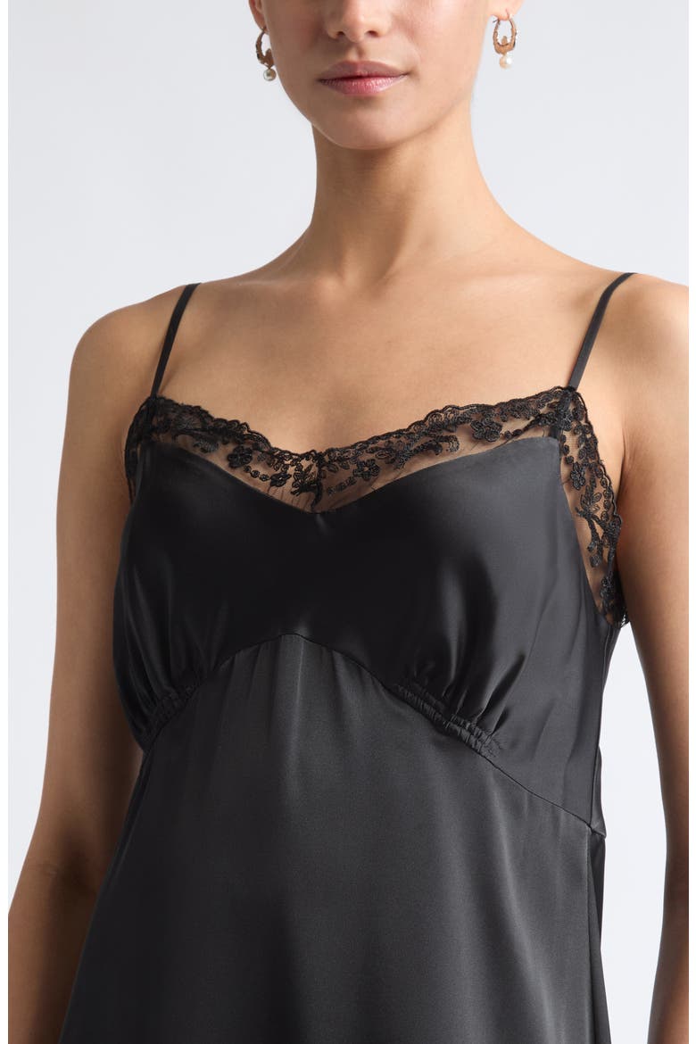 Lace Trim Slipdress, Alternate, color, BLACK