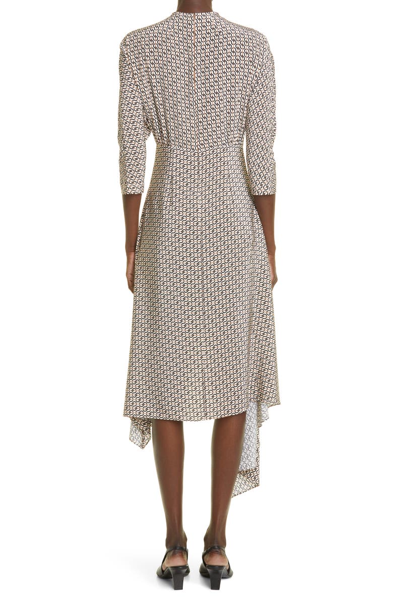 St. John Collection Icon Stripe Silk Crêpe de Chine Midi Dress, Alternate, color, 