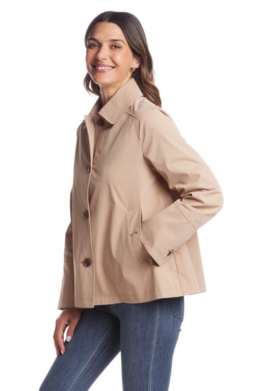 Gallery Button Front Water Resistant Raincoat In Tan