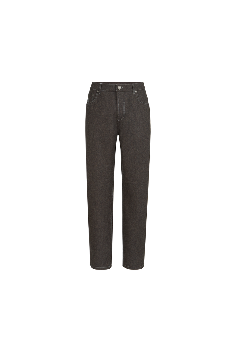 Virgin wool flannel five-pocket trousers, Alternate, color, Grey