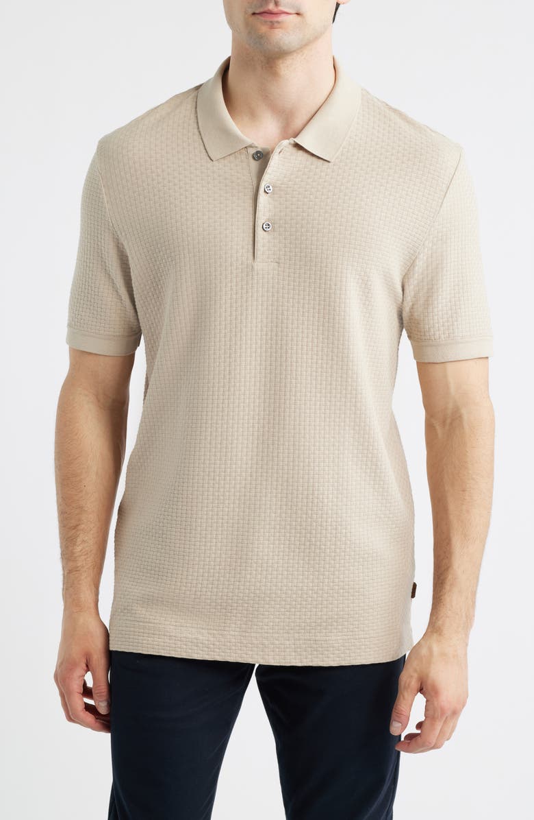 BOSS Perry Geo Textured Cotton Polo, Main, color, Beige/ Khaki