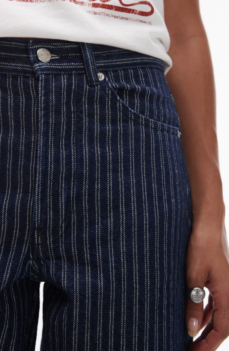 Topshop Stripe Mid Rise Column Jeans, Alternate, color,