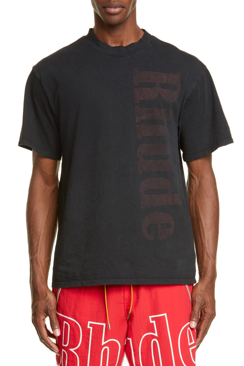 Vertical Print Logo T-Shirt (Nordstrom Exclusive), Alternate, color, BLACK