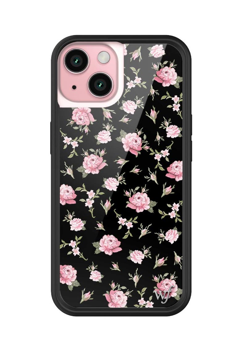 Black and Pink Floral iPhone Case, Alternate, color, Black