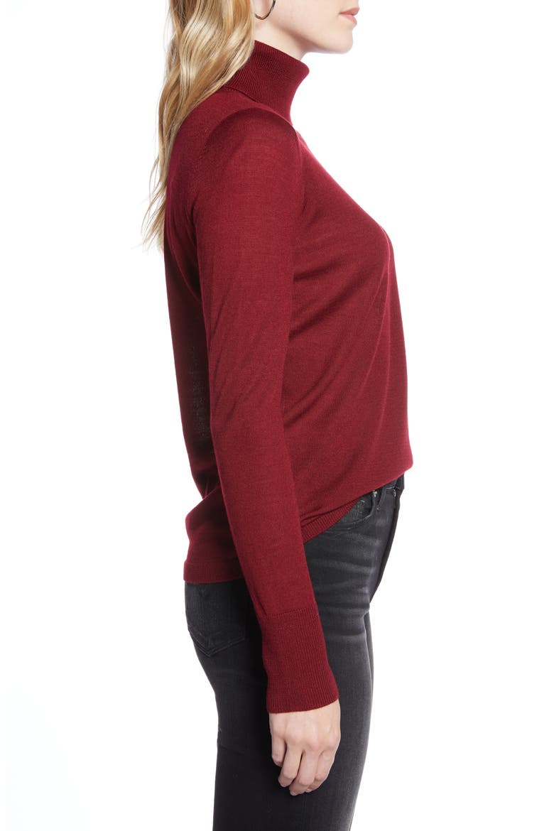 Turtleneck Merino Wool Blend Sweater, Alternate, color, RED RHUBARB