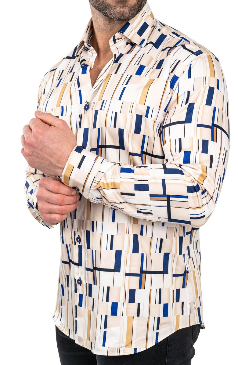 Maceoo Fibonacci Abstract Print Contemporary Fit Button-Up Shirt, Alternate, color, 