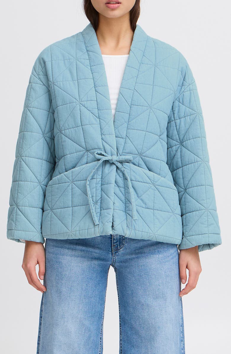 ICHI Quilted Denim Jacket, Main, color, 