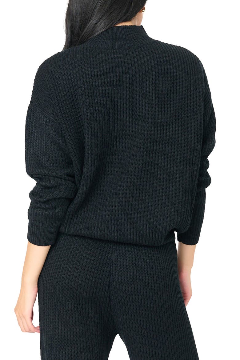Gigi Rib Mock Neck Sweater, Alternate, color, BLACK