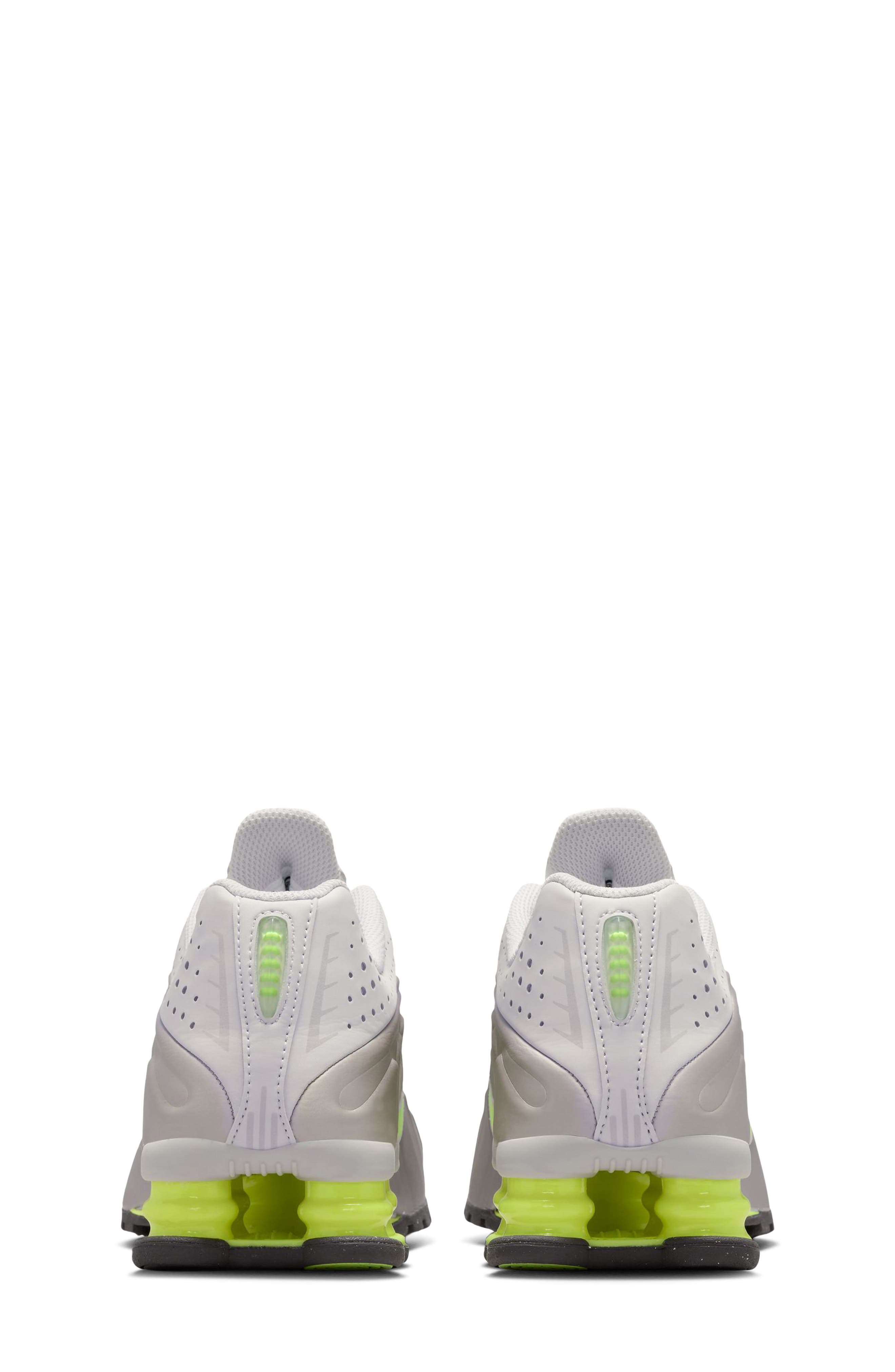 Nike Shox R4 Sneaker, Alternate, color, Grey/ Volt/ Grey/ Ash