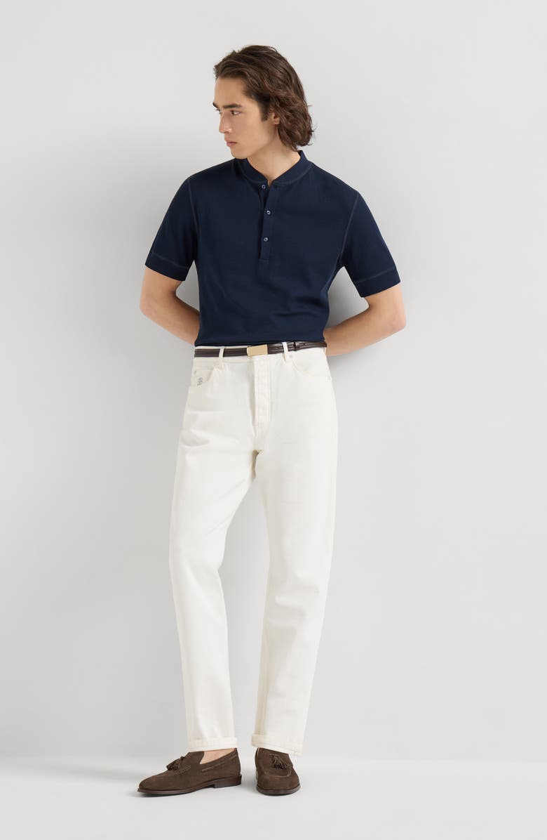 Brunello Cucinelli Garment-dyed denim trousers, Alternate, color, Snow