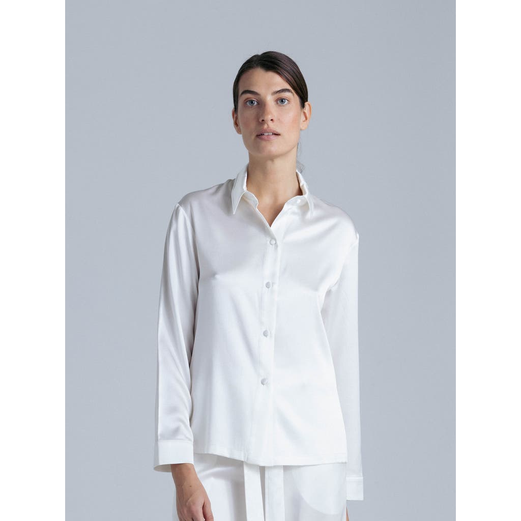 Alas Silk Long Sleeve Shirt In White