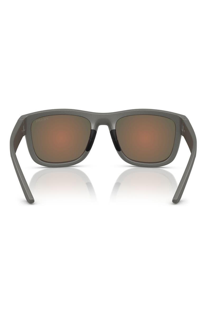 Prada Linea Rossa 56mm Mirrored Pillow Sunglasses, Alternate, color, Silver Grey / Brown Orange