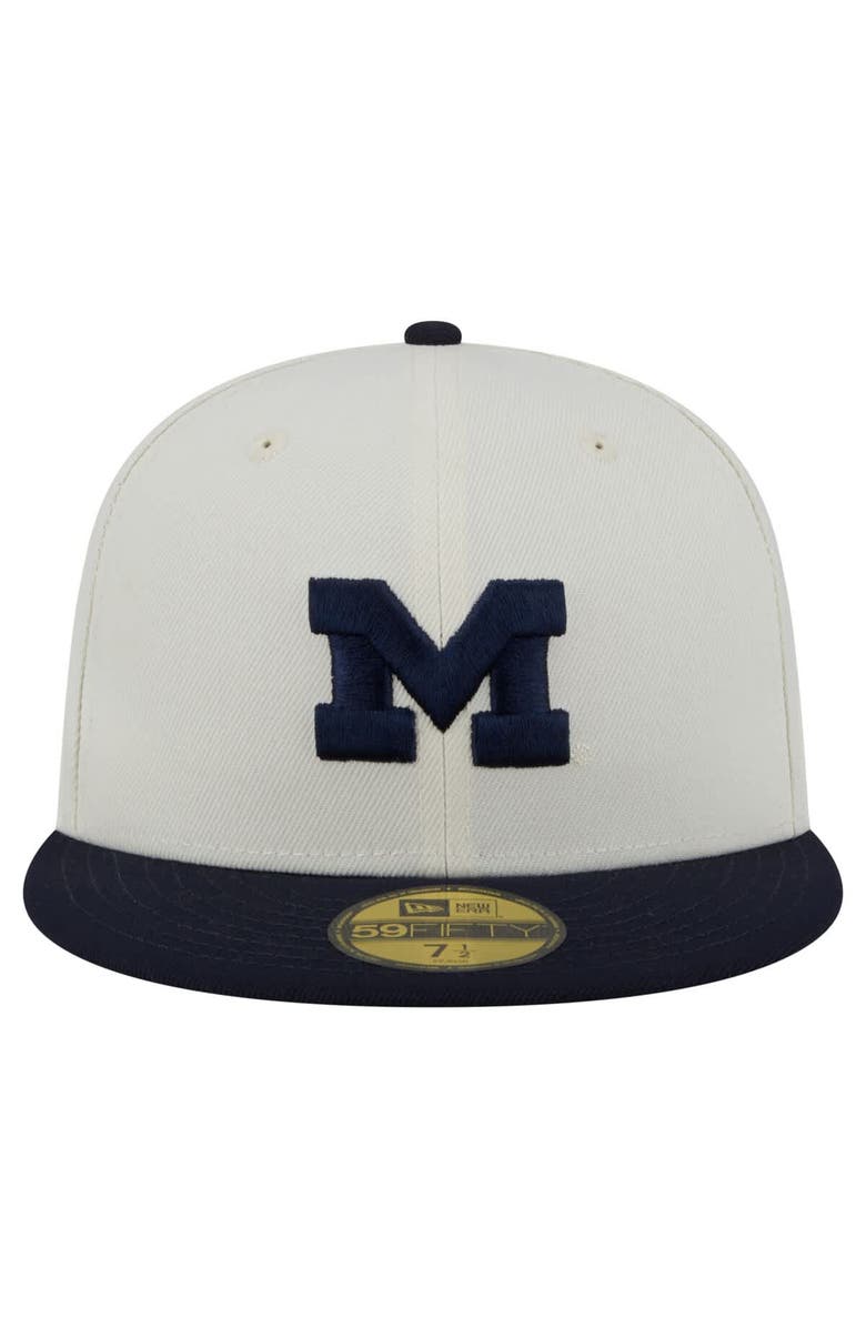 New Era Men's New Era Cream Michigan Wolverines Chrome 59FIFTY Fitted Hat, Alternate, color, 