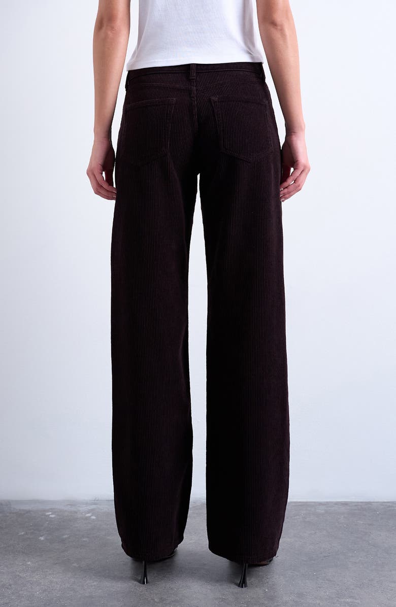 Topshop Low Rise Straight Leg Corduroy Pants, Alternate, color, Brown