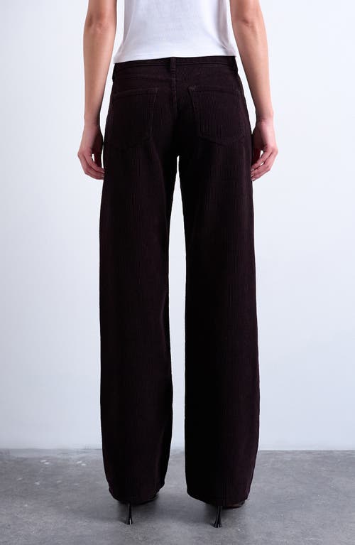 Topshop Low Rise Straight Leg Corduroy Pants In Brown