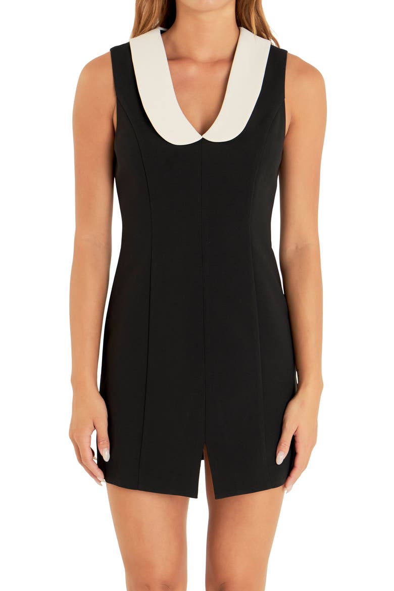 Contrast Collar Minidress, Alternate, color, BLACK/ WHITE