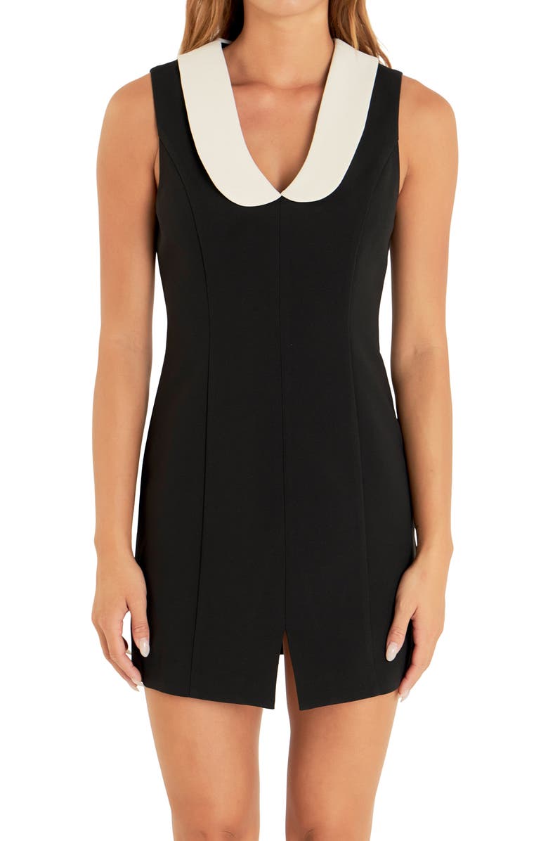 Endless Rose Contrast Collar Minidress, Alternate, color, Black/ White