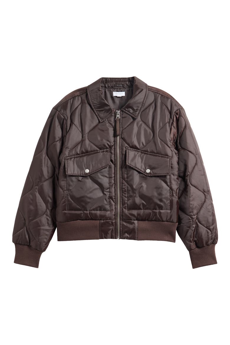 Quilted Bomber Jacket, Alternate, color, BROWN