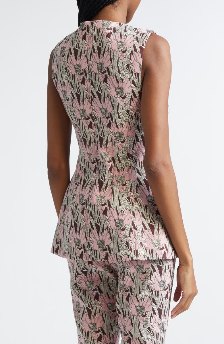 Veronica Beard Jessup Floral Jacquard Vest, Alternate, color, Raisin Multi