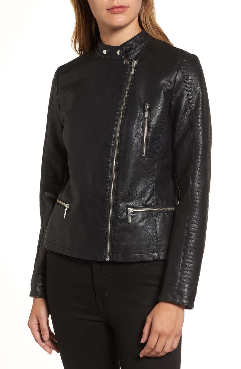 Halogen<sup>®</sup> Quilted Faux Leather Moto Jacket, Alternate, color, 