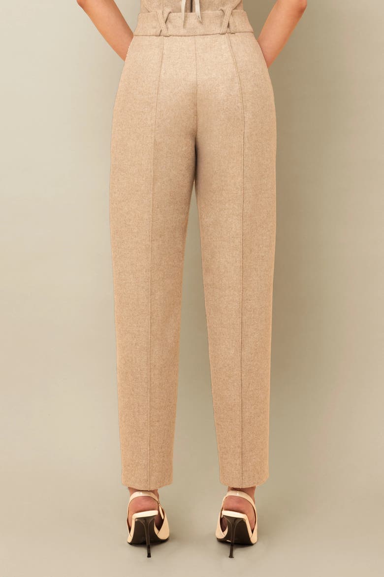Aconitum Tailored Wool Mesh-Detail Trouser, Alternate, color, Beige
