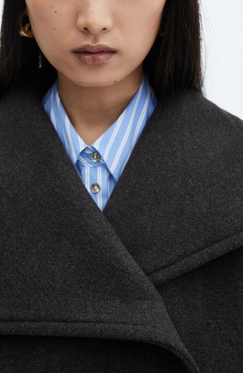 MANGO Asymmetric Lapel Wool Blend Coat, Alternate, color, 
