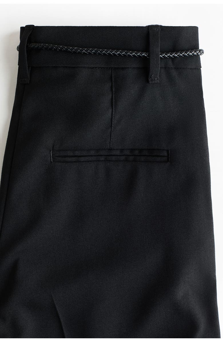 H&M Straight Belted Trousers, Alternate, color, Black