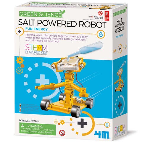 Green Science Salt Powered Robot, DIY Mini Building Kit, Kids 5+