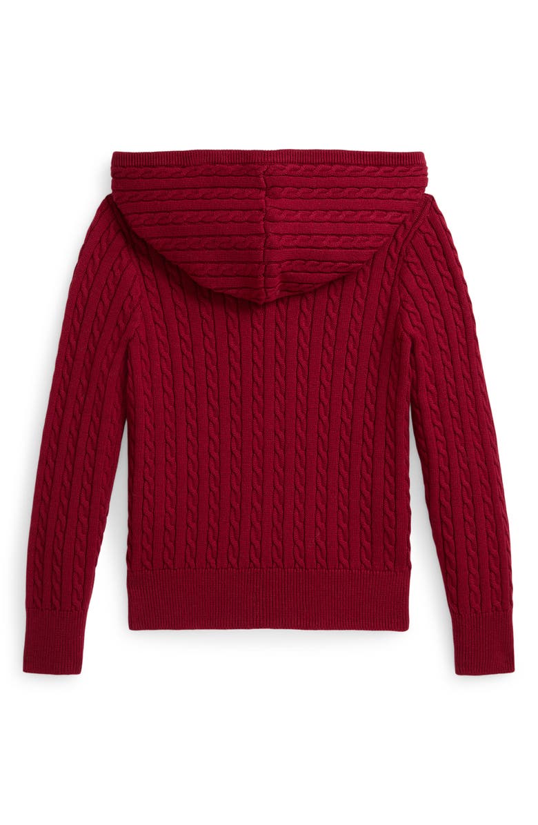 Polo Ralph Lauren Kids' Polo Bear Cable Zip Hoodie, Alternate, color, Holiday Red/ Bear