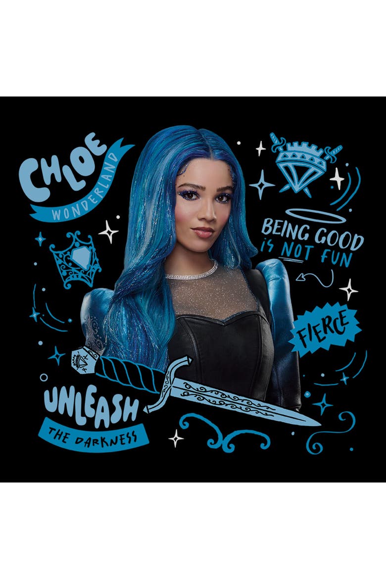 Men's Descendants Wicked Wonderland Chloe Unleash The Darkness  Graphic T-Shirt, Alternate, color, Black
