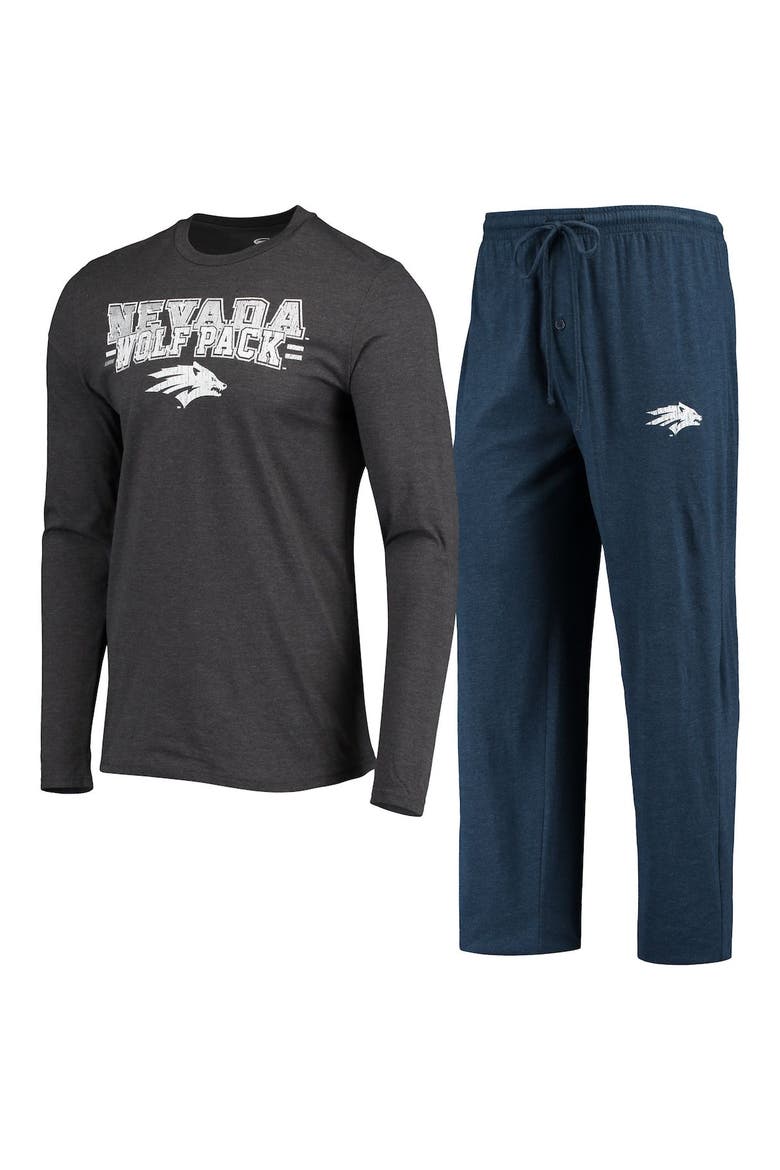 Men's Concepts Sport Navy/Heathered Charcoal Nevada Wolf Pack Meter Long Sleeve T-Shirt & Pants Sleep Set, Main, color, Navy