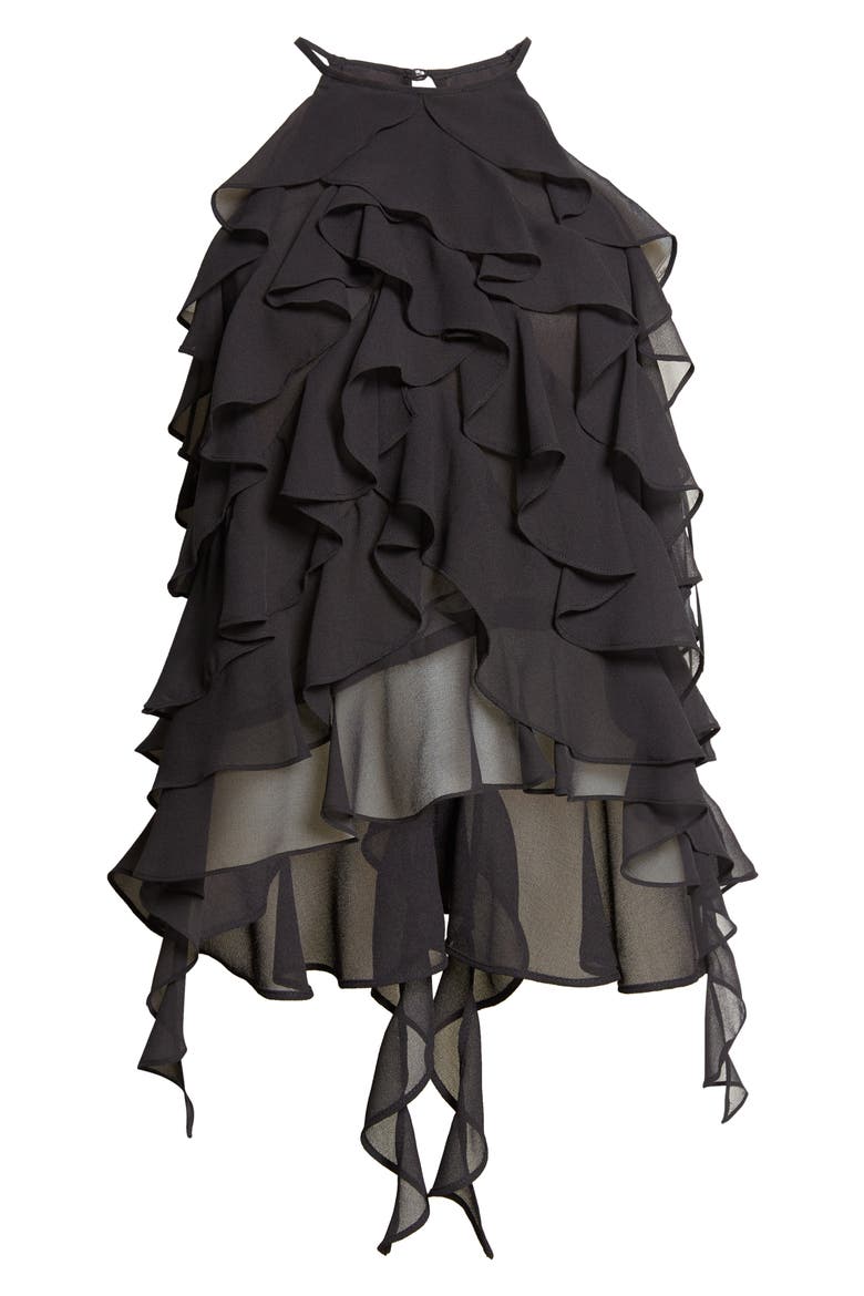 Iska Ruffle Sleeveless Top, Alternate, color, BLACK