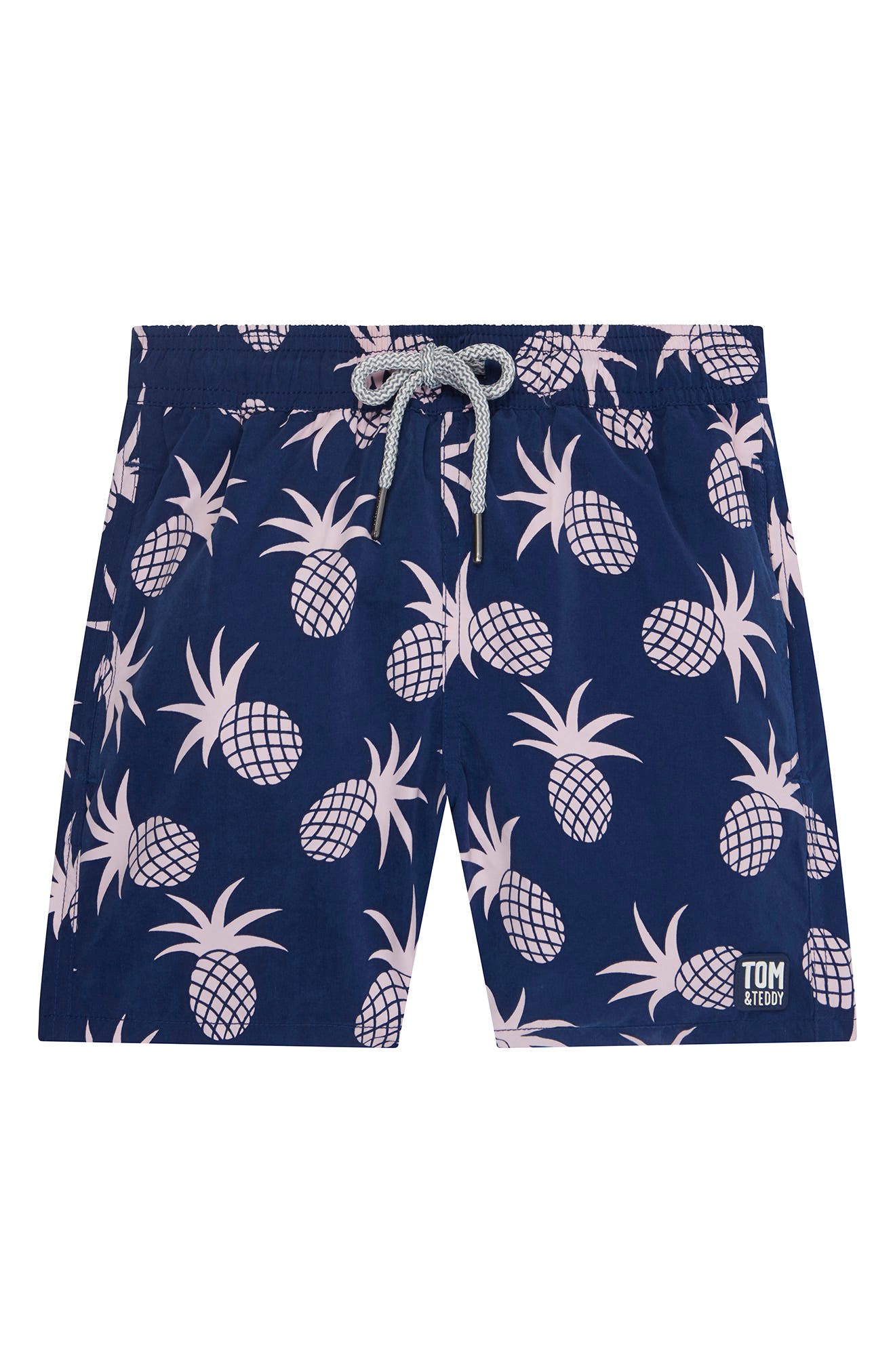 Tom & Teddy Kids' Pineapple Print Swim Trunks in Shell Pink 