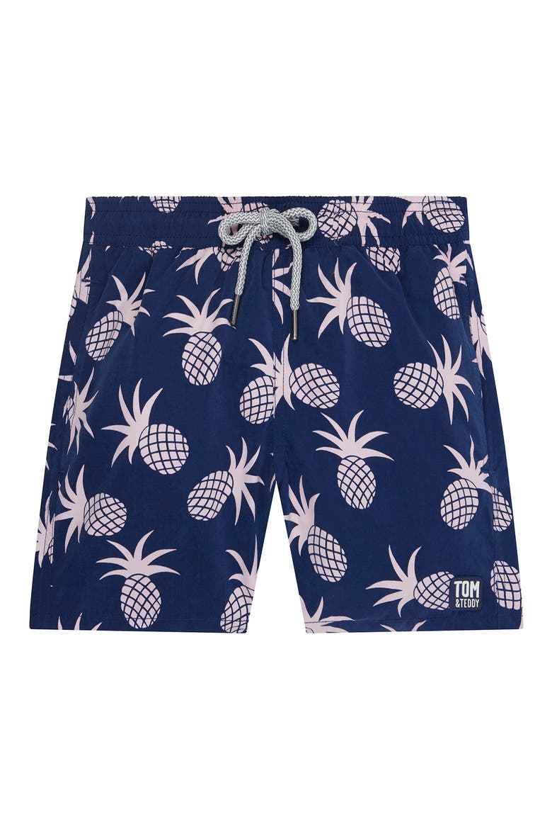 Kids' Pineapple Swim Trunks, Main, color, SHELL PINK