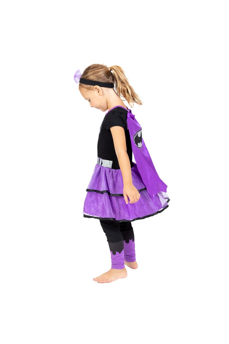 Justice League Dress and Leggings Set with Cape, Alternate, color, Batgirl Purple