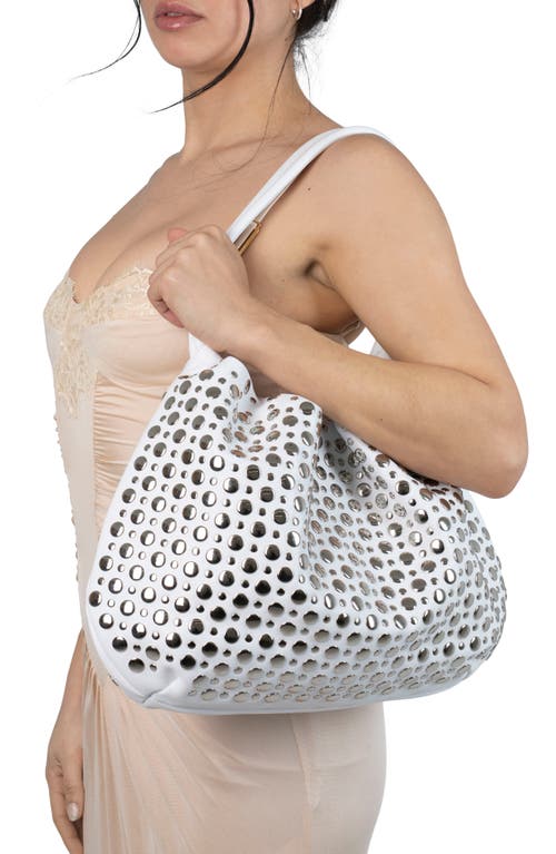 Jeffrey Campbell Brat Leather Shoulder Bag In Silver