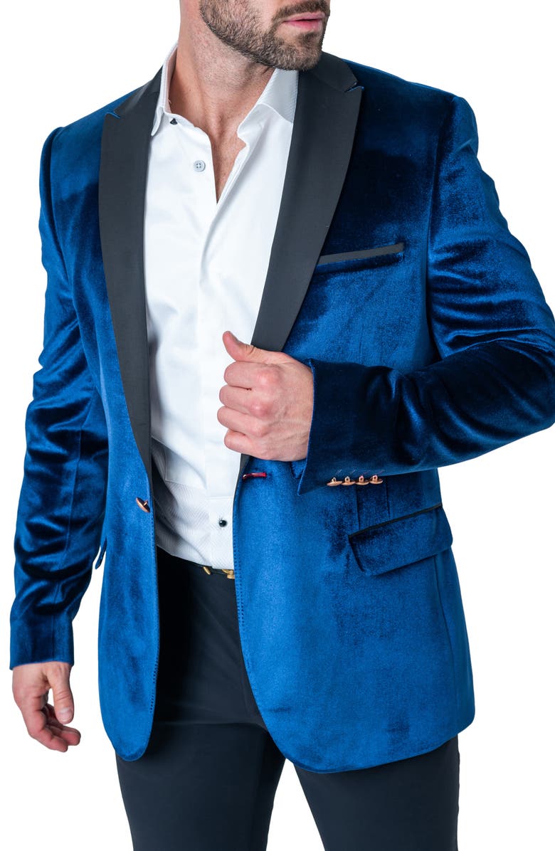 Maceoo Tesla Velvet Blue Dinner Jacket, Alternate, color, Blue
