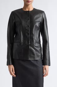 LOULOU DE SAISON Adea Collarless Lambskin Leather Jacket