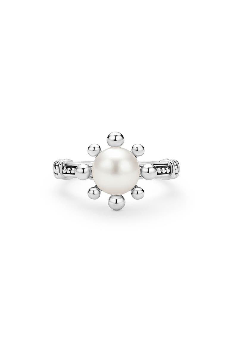 Luna Fleur Cultured Pearl Ring, Alternate, color, SILVER
