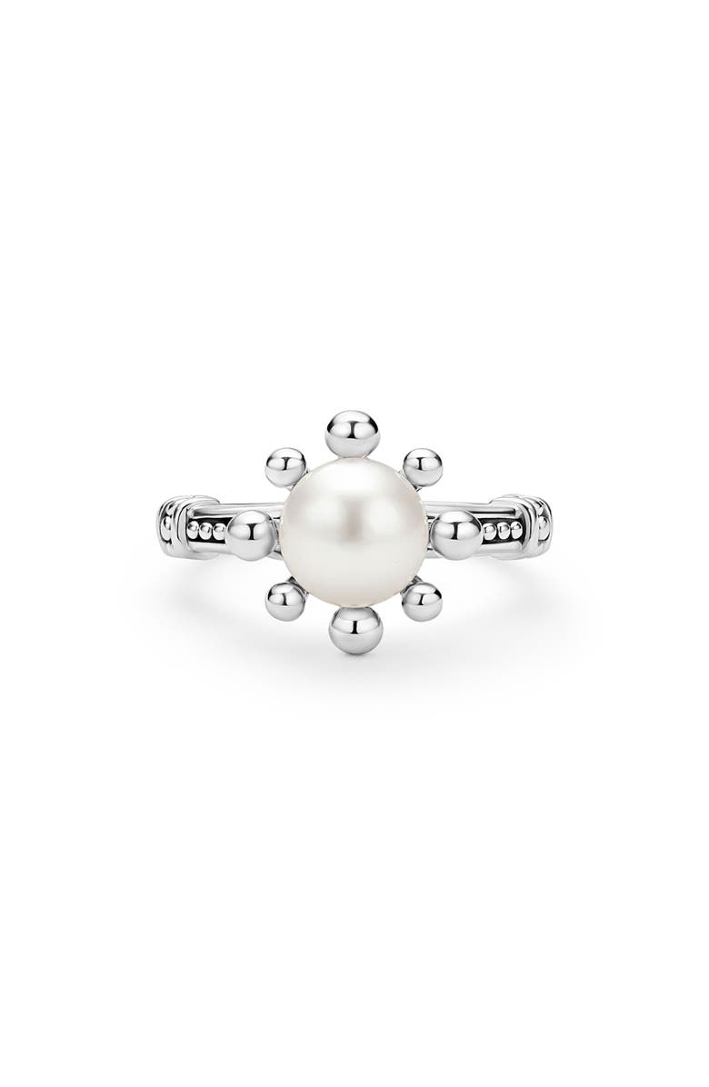 LAGOS Luna Fleur Cultured Pearl Ring, Alternate, color, Silver